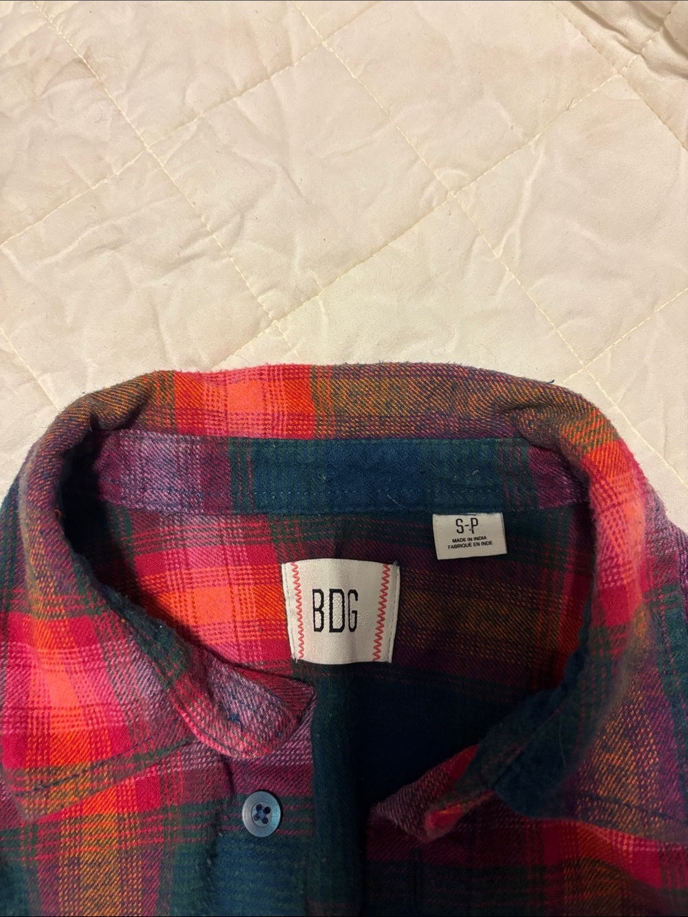 BDG Red & Dark Green Plaid Button-Down Shirt